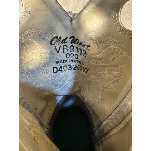 Old West Kids Cowboy Boots VB9113 Brown Tan Square Toe Western Riding Size 020 - Picture 5 of 6